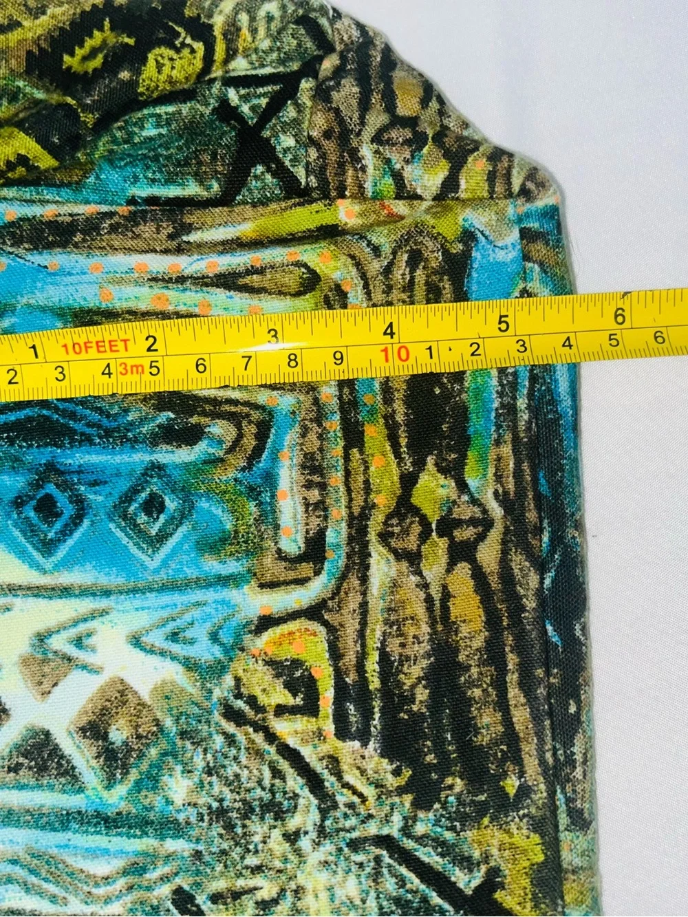 Chicos Fabric Bag Blue Green Art Geometric